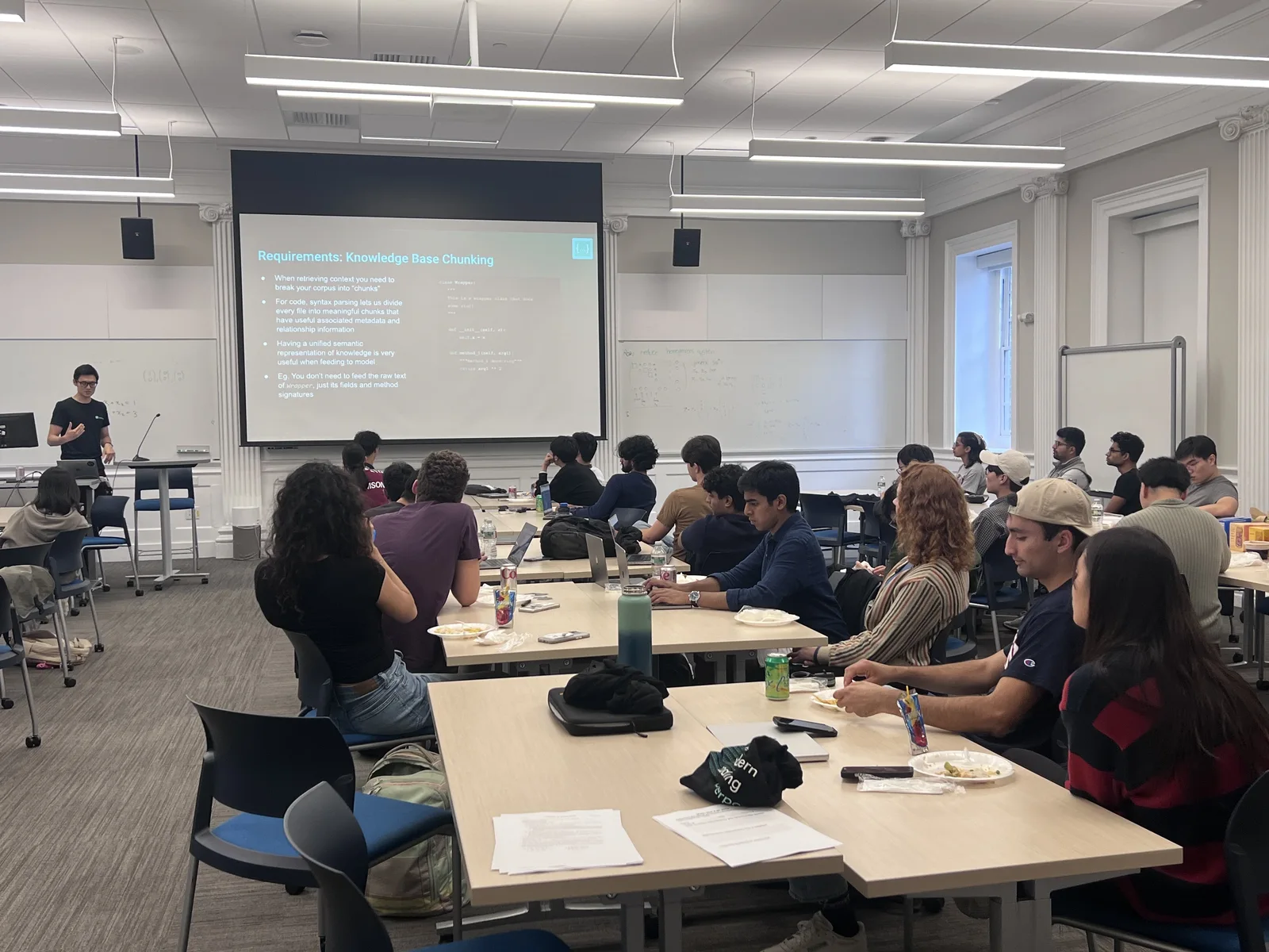 A speaker leading an HCS workshop on knowledge base chunking